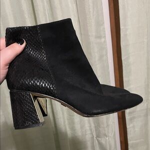 XOXO Black Snakeprint Ankle Booties